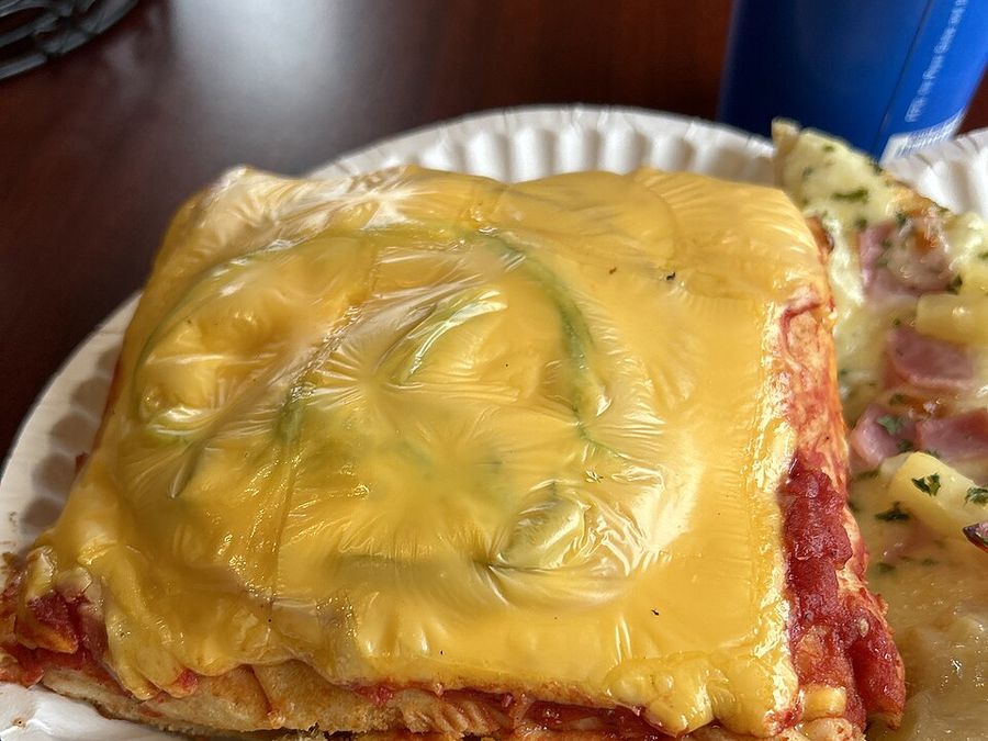 Altoona-style Sicilian square with yellow American cheese