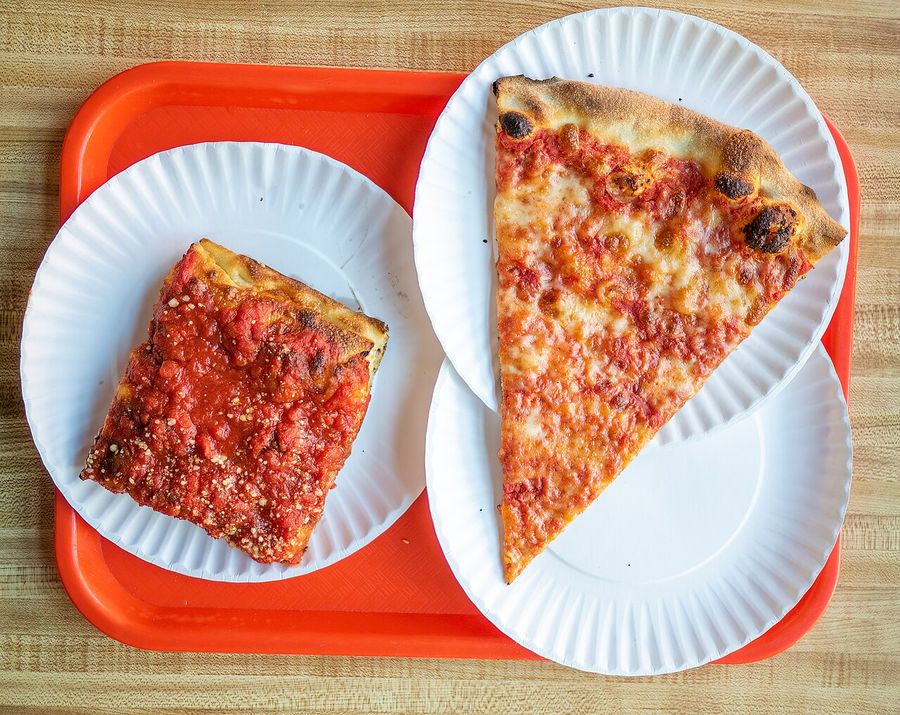 New York style pizza slices
